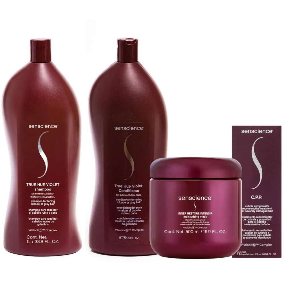 Kit Senscience True Hue Violet Shampoo + Condicionador 1 Litro + Inner Hidratação 500 ml + C.P.R 25 ml