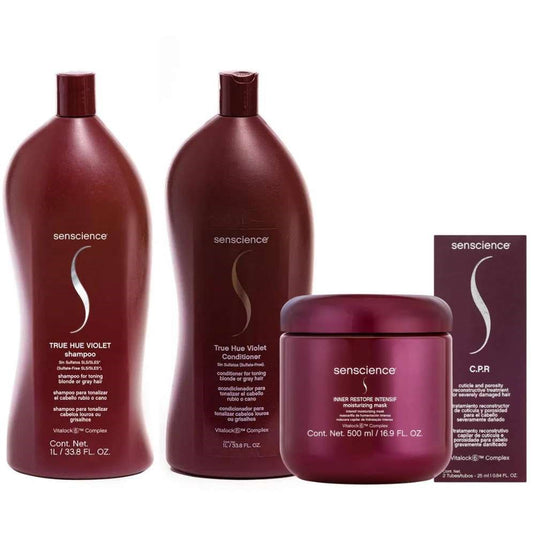 Kit Senscience True Hue Violet Shampoo + Condicionador 1 Litro + Inner Hidratação 500 ml + C.P.R 25 ml