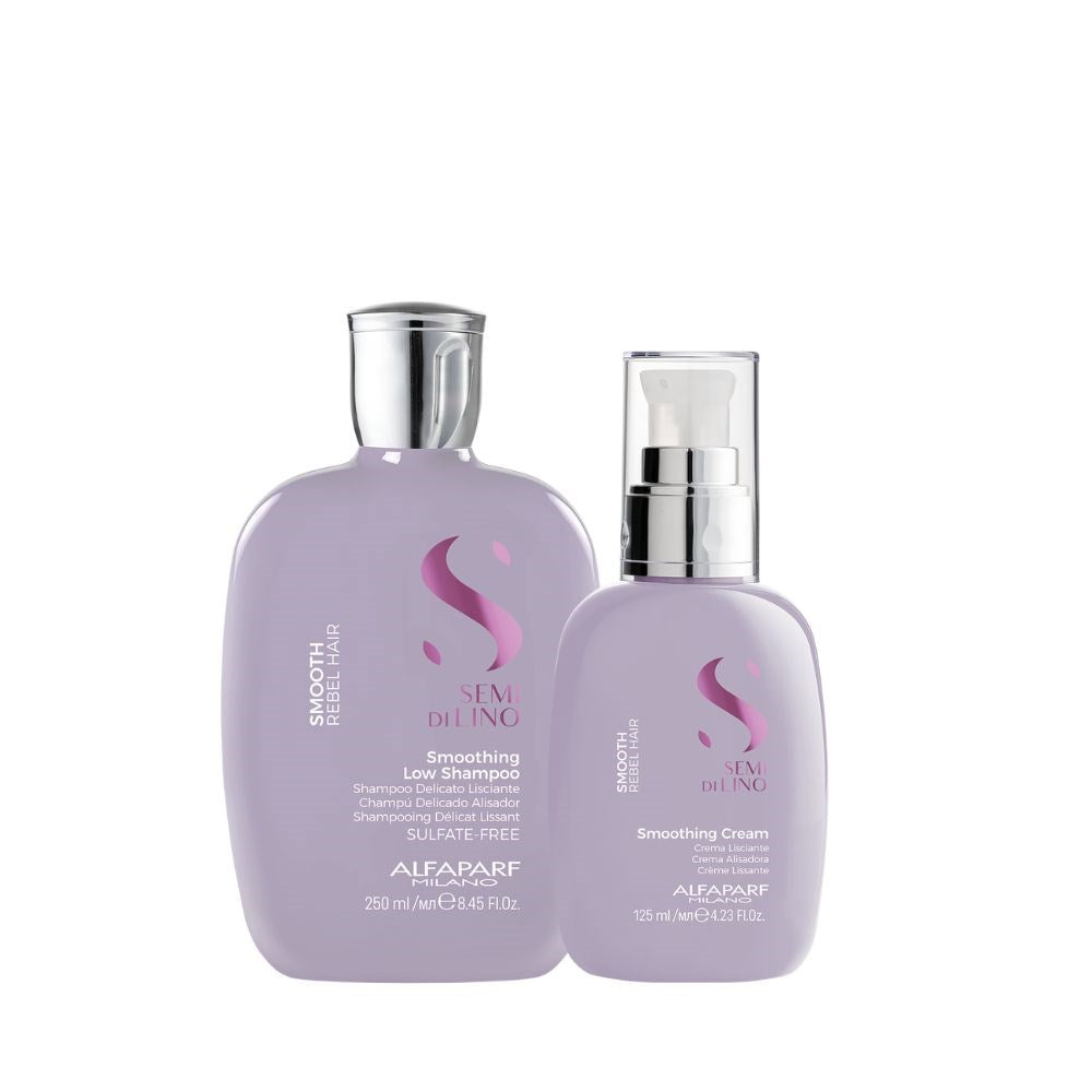 Kit Alfaparf Semi Di Lino Smoothing Rebel Hair Shampoo 250 ml + Leave-In Cream 125 ml