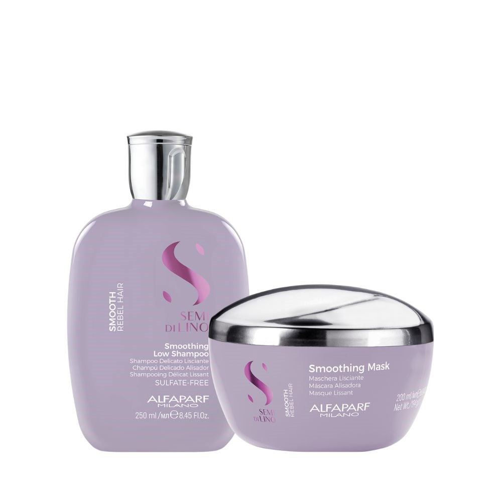 Kit Alfaparf Semi Di Lino Smoothing Rebel Hair Shampoo 250 ml + Máscara 200 ml