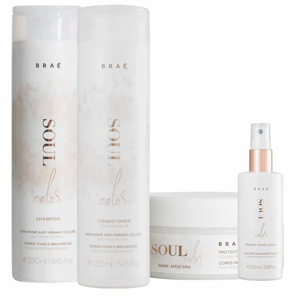 Kit Braé Soul Color Shampoo + Condicionador + Máscara + Leave-in