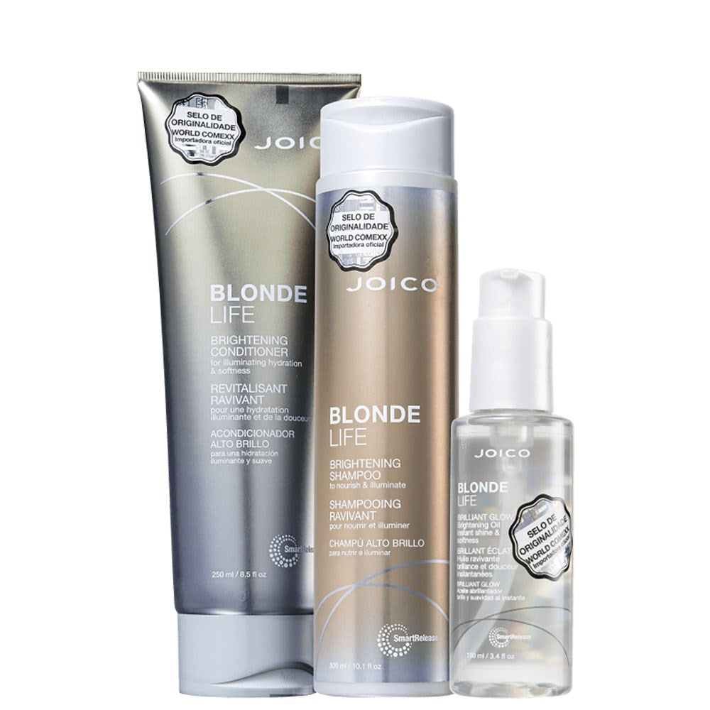 Kit Joico Blonde Life Brilliant Smart Release Shampoo 300 ml + Condicionador 250 ml + Oleo 100 ml