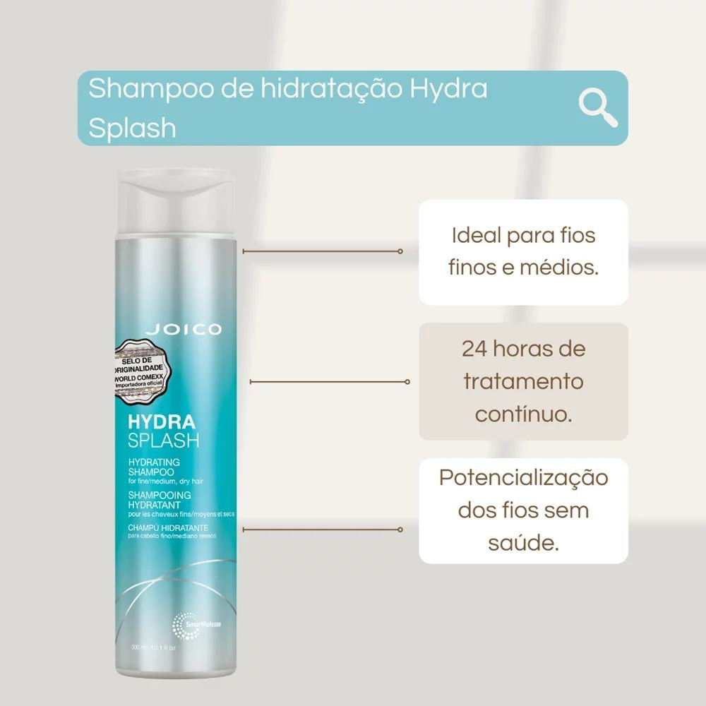 Kit Joico Hydra Splash Smart Release Shampoo 300 ml + Condicionador 250 ml + Máscara 150 ml