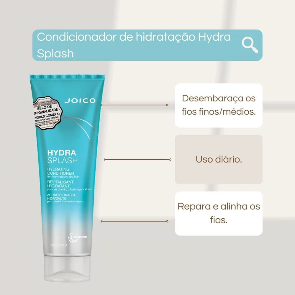 Kit Joico Hydra Splash Smart Release Shampoo 300 ml + Condicionador 250 ml + Máscara 150 ml