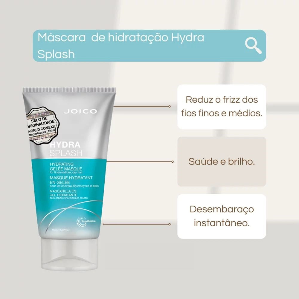 Kit Joico Hydra Splash Smart Release Shampoo 300 ml + Condicionador 250 ml + Máscara 150 ml