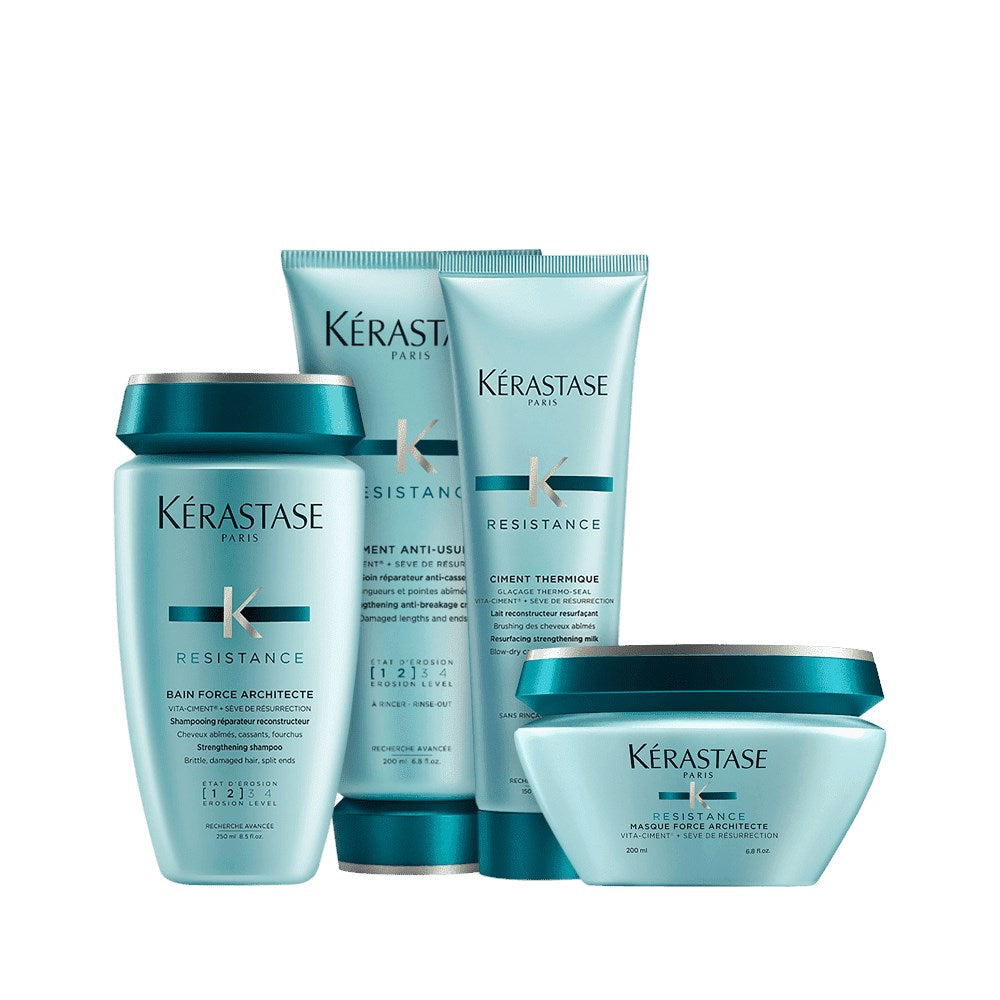 Kit Kérastase Résistance Force Ciment Architect (Shampoo + Condicionador + Máscara + Leave-in)