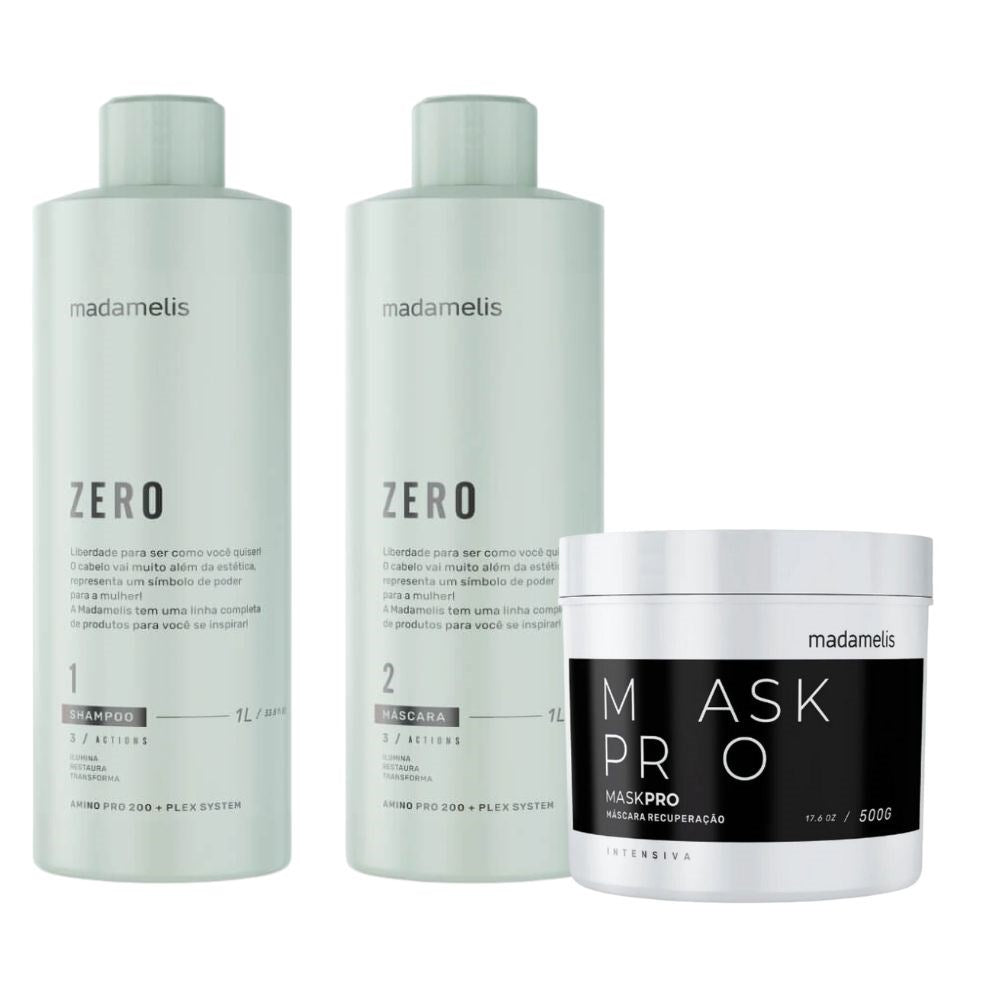 Kit Madamelis Zero Escova Progressiva Sem Formol Duo + Pro Mask Control