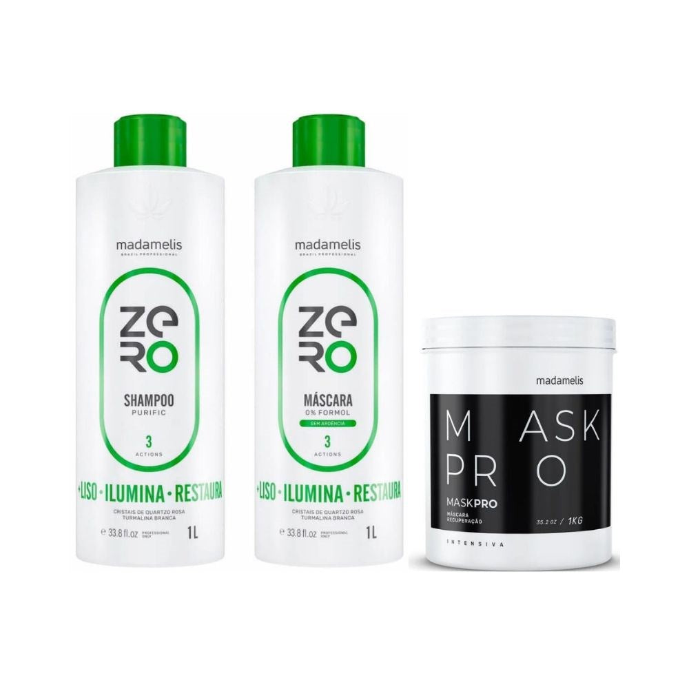 Kit Madamelis Zero Escova Progressiva Sem Formol Duo + Pro Mask Control