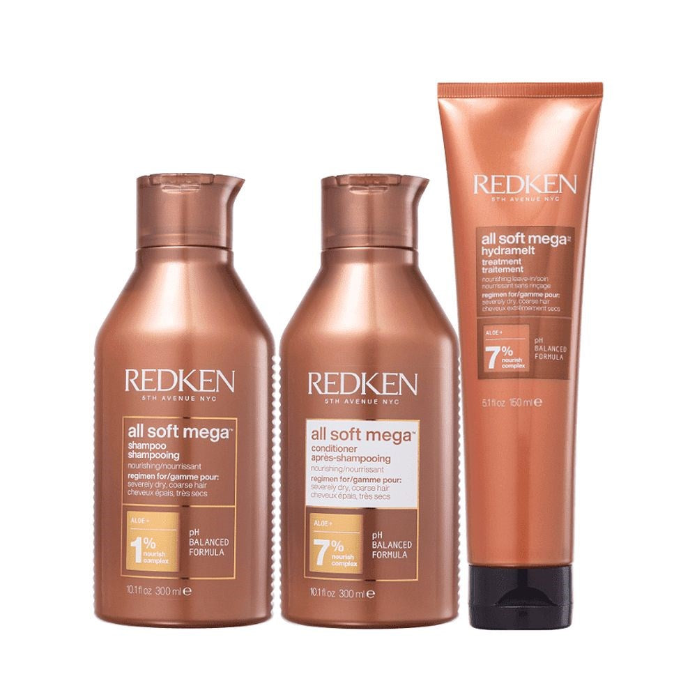 Kit Redken All Soft Mega Shampoo + Condicionador 300 ml + Leave-in 150 ml