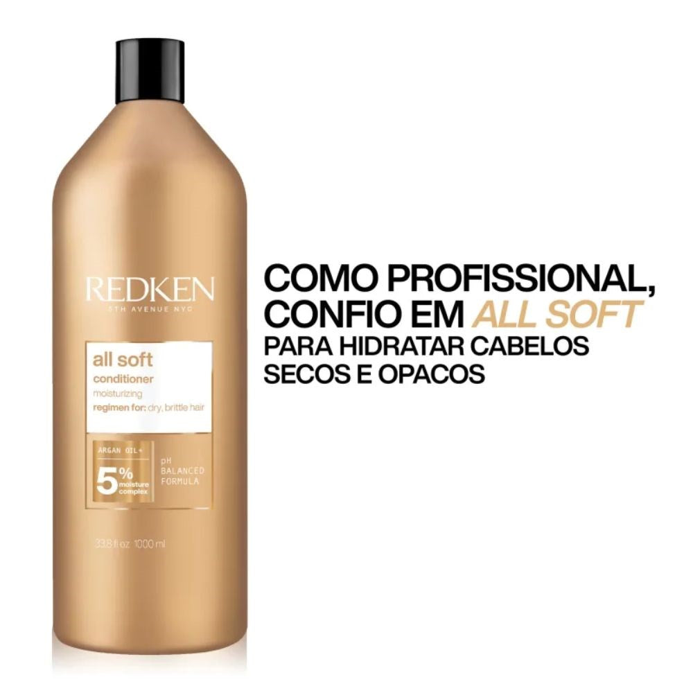 Kit Redken All Soft Shampoo 500 ml + Condicionador 1 Litro + Máscara 250 ml
