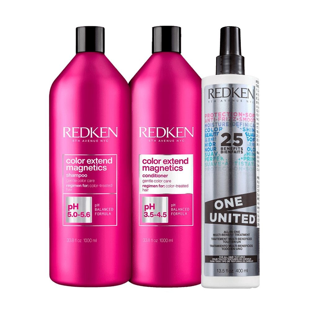 Kit Redken Color Extend Magnetics Shampoo + Condicionador 1 Litro+ Leave-in One United