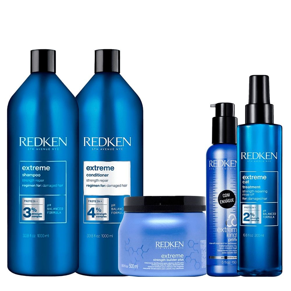 Kit Redken Extreme Duo Grande + Reconstrutor Primer 150 ml + Máscara 500 ml + Leave in 250 ml