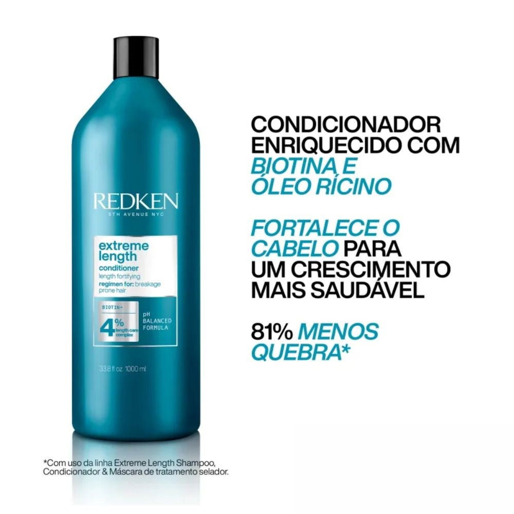 Kit Redken Extreme Length Salon Shampoo + Condicionador 1 Litro + Redken One United 25 Benefits Leave-in 400 ml