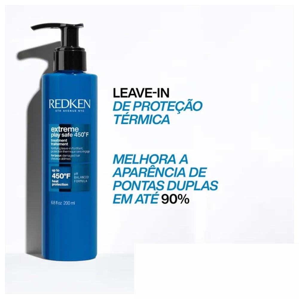 Kit Redken Extreme Shampoo + Condicionador 1 Litro + Extreme Play Safe Leave-in 200 ml