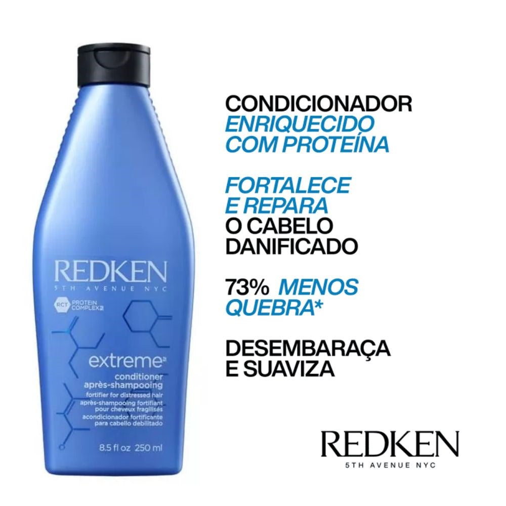 Kit Redken Extreme Shampoo 300 ml + Condicionador 250 ml + Extreme Anti-Snap Leave-in 250 ml