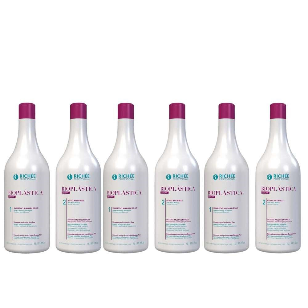 Kit Richée Bioplástica Capilar Escova Progressiva 3 (2 X 1 Litro)