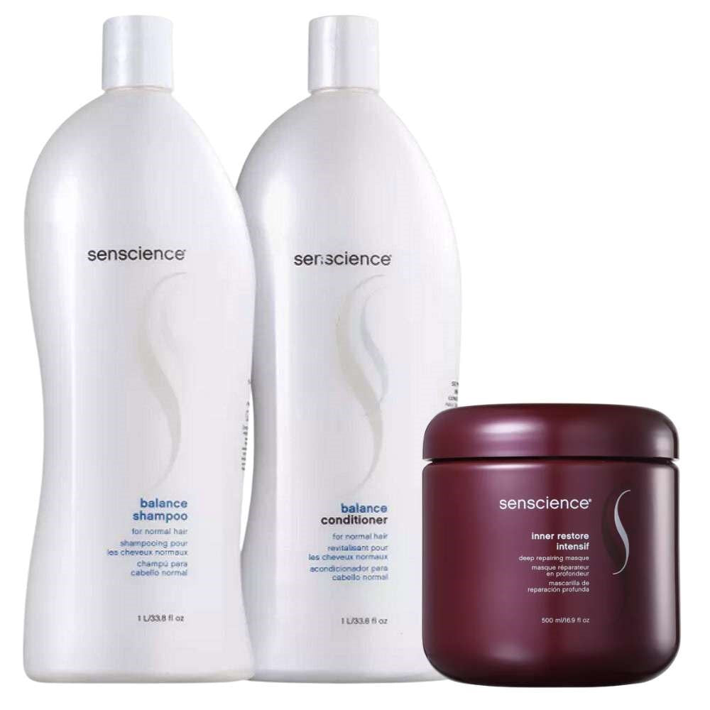 Kit Senscience Balance Shampoo + Condicionador 1 Litro + Inner Restore Intensif 500 ml