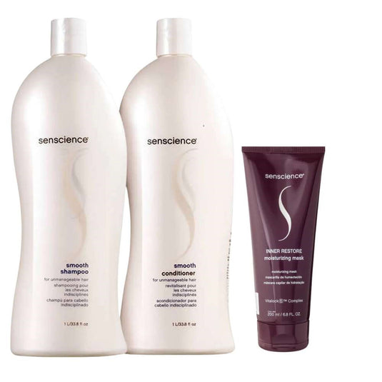 Kit Senscience Smooth Shampoo + Condicionador 1 Litro + Inner Restore 200 ml