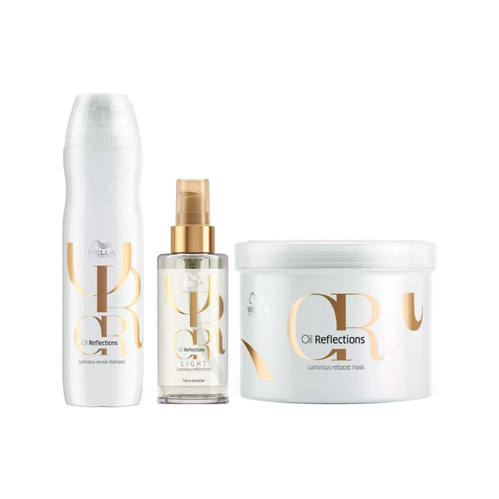 Kit Wella Oil Reflections Shampoo 250 ml + Oleo Light 100 ml + Máscara 500 ml