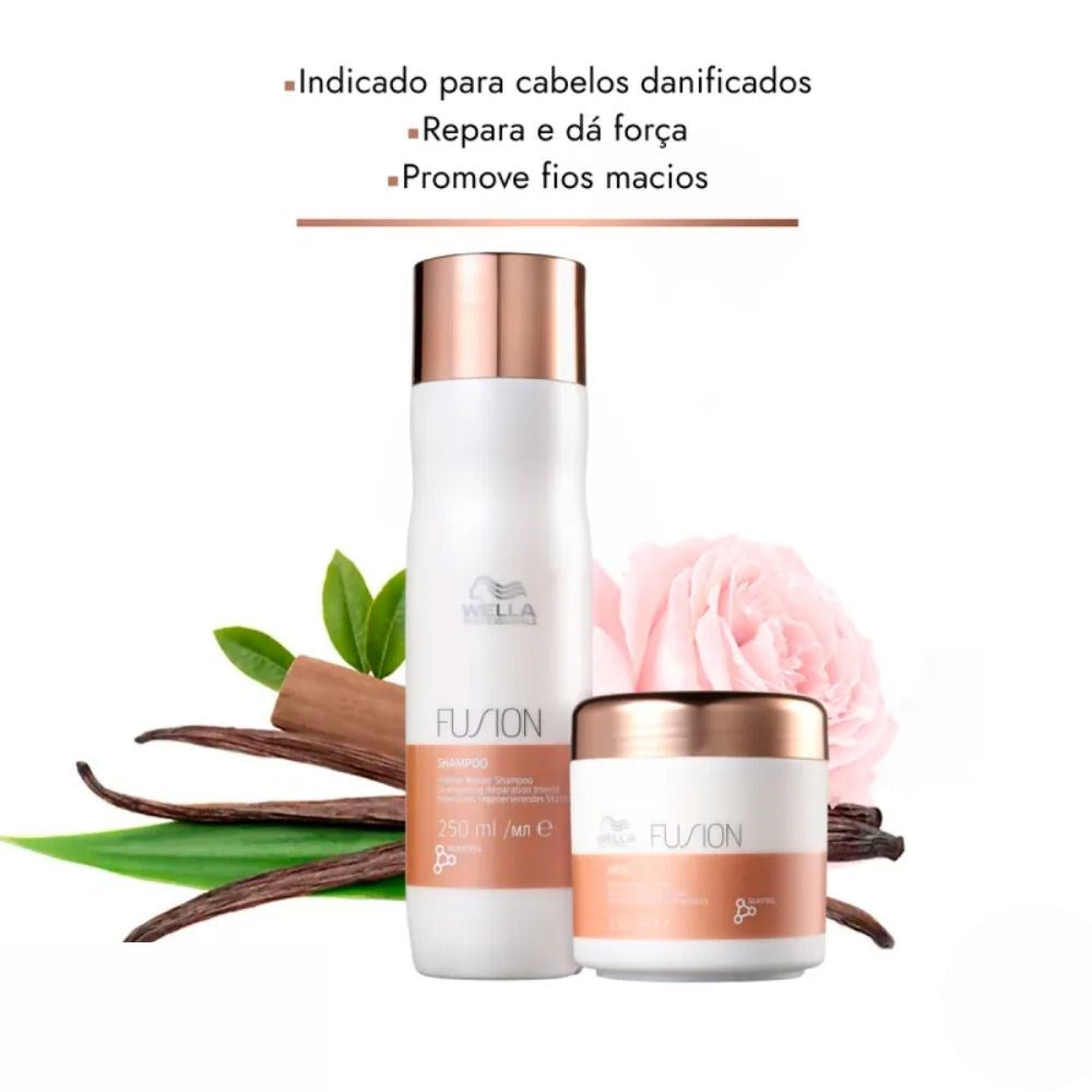 Kit Wella Fusion Shampoo 250 ml + Máscara 150 ml + Reconstrutor 70 ml