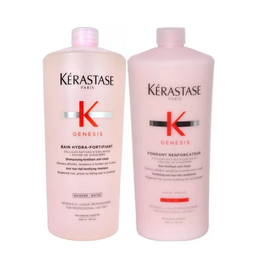 Kit Kérastase Genesis Hydra Fortifiant Shampoo 1 Litro + Condicionador Renforcateur 1 Litro