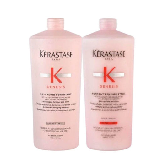 Kit Kérastase Genesis Nutri Fortifiant Shampoo 1 Litro + Condicionador Renforcateur 1 Litro