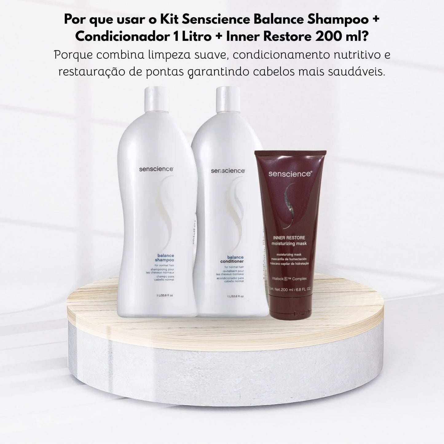 Kit Senscience Balance Shampoo + Condicionador 1 Litro + Inner Restore 200 ml