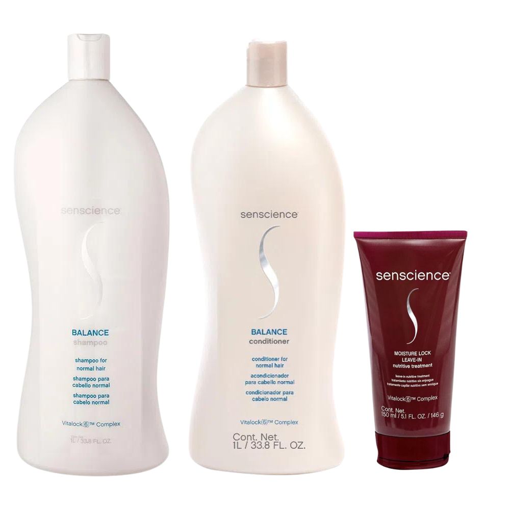Kit Senscience Balance Shampoo + Condicionador 1 Litro + Moisture Lock 150 ml