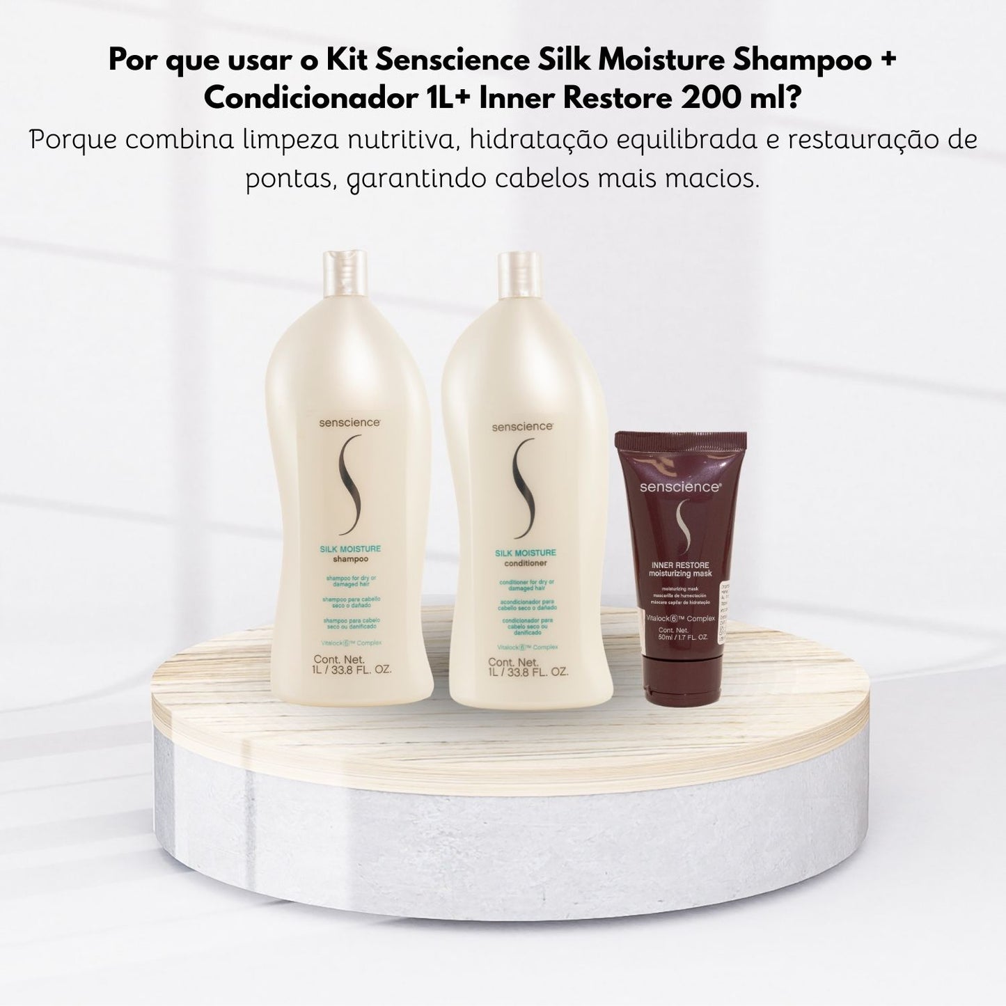Kit Senscience Silk Moisture Shampoo + Condicionador 1 Litro + Inner Restore 200 ml