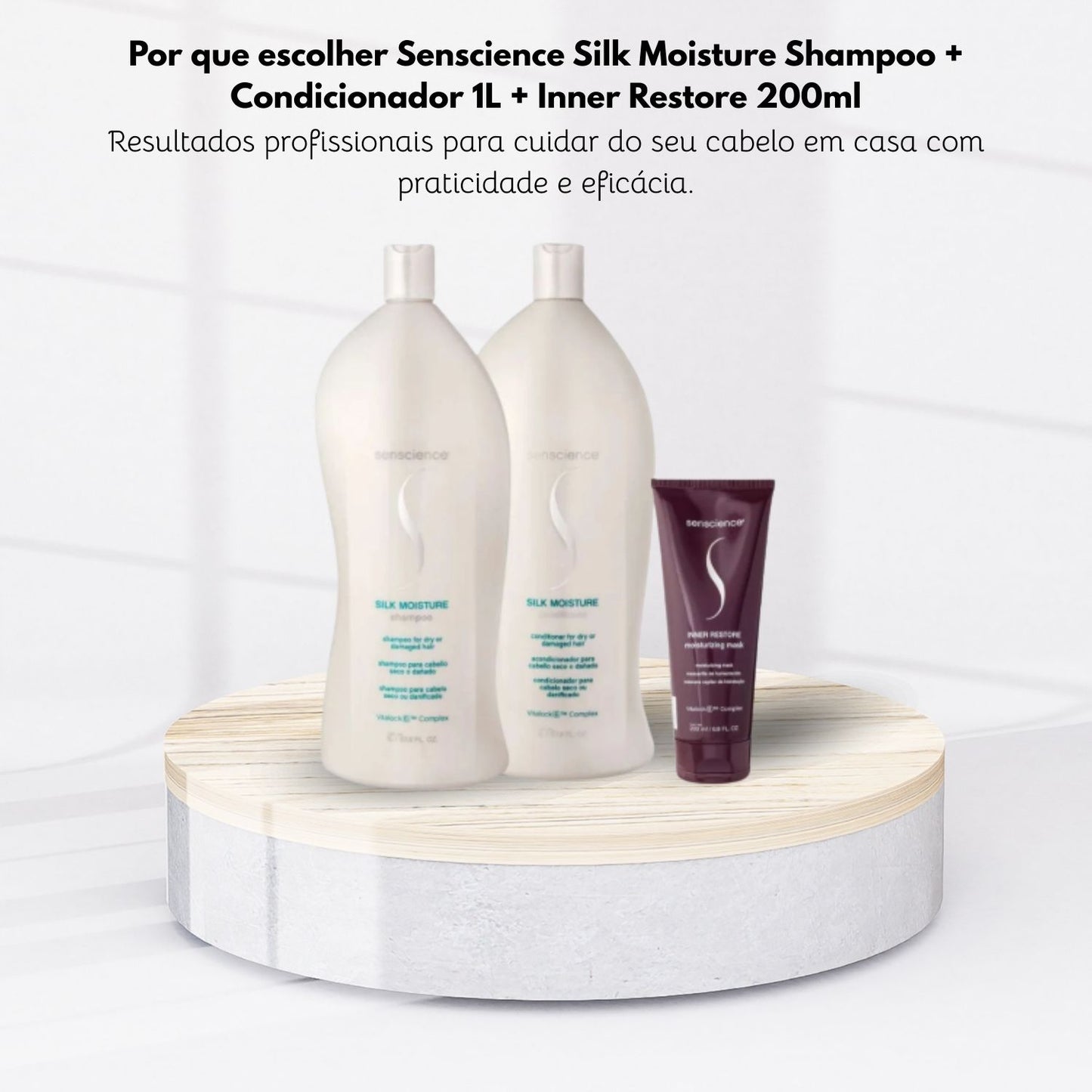 Kit Senscience Silk Moisture Shampoo + Condicionador 1 Litro + Inner Restore 200 ml