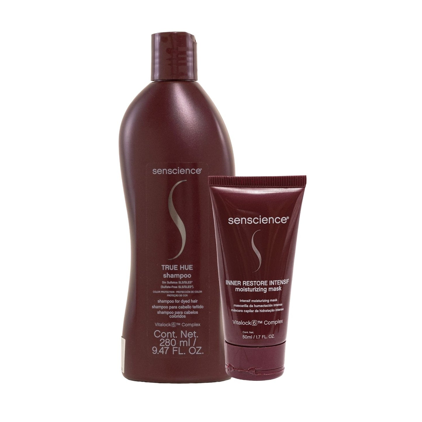 Kit Senscience True Hue Shampoo 280 ml + Máscara Inner Restore Intensif Moisturizing 50 ml
