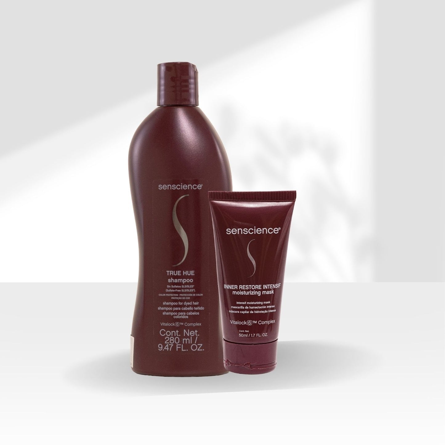 Kit Senscience True Hue Shampoo 280 ml + Máscara Inner Restore Intensif Moisturizing 50 ml