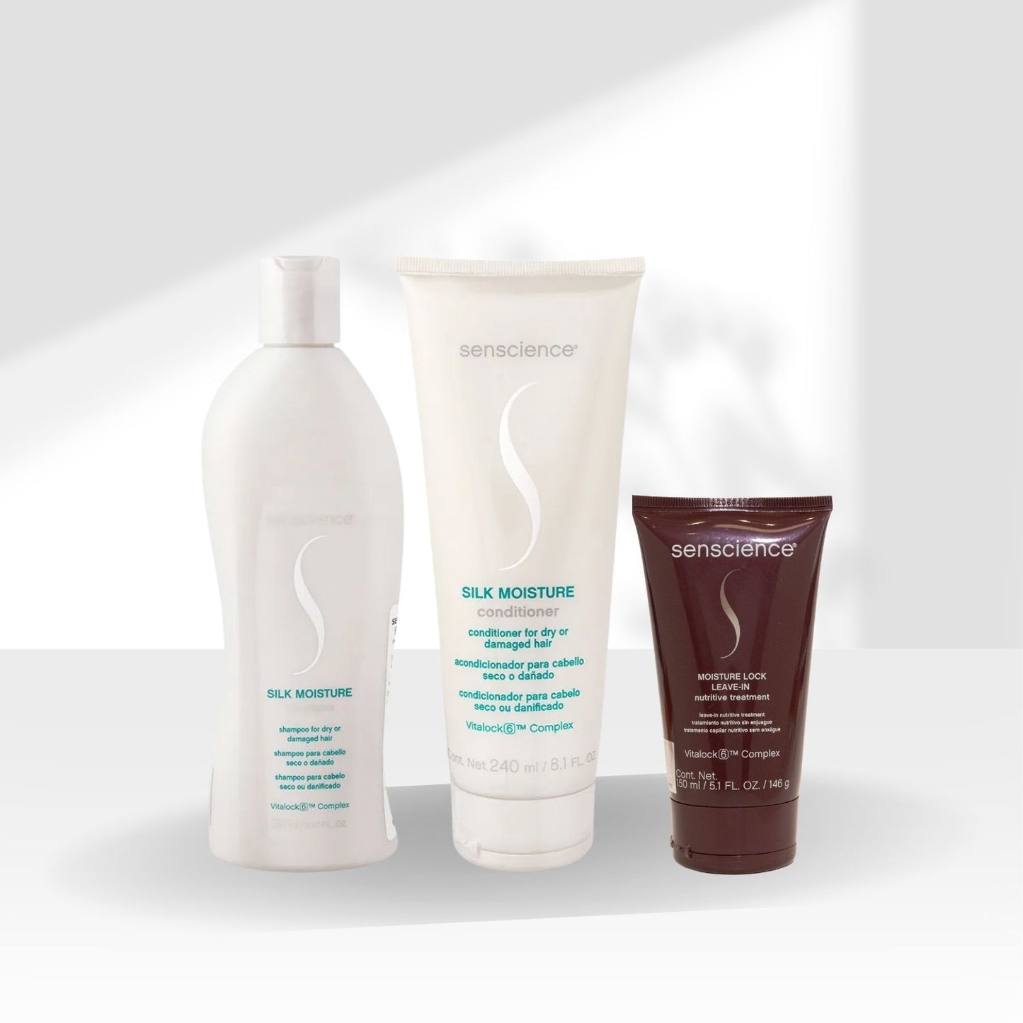 Kit Senscience Silk Moisture Shampoo 280 ml + Condicionador 240 ml + Moisture Lock 150 ml