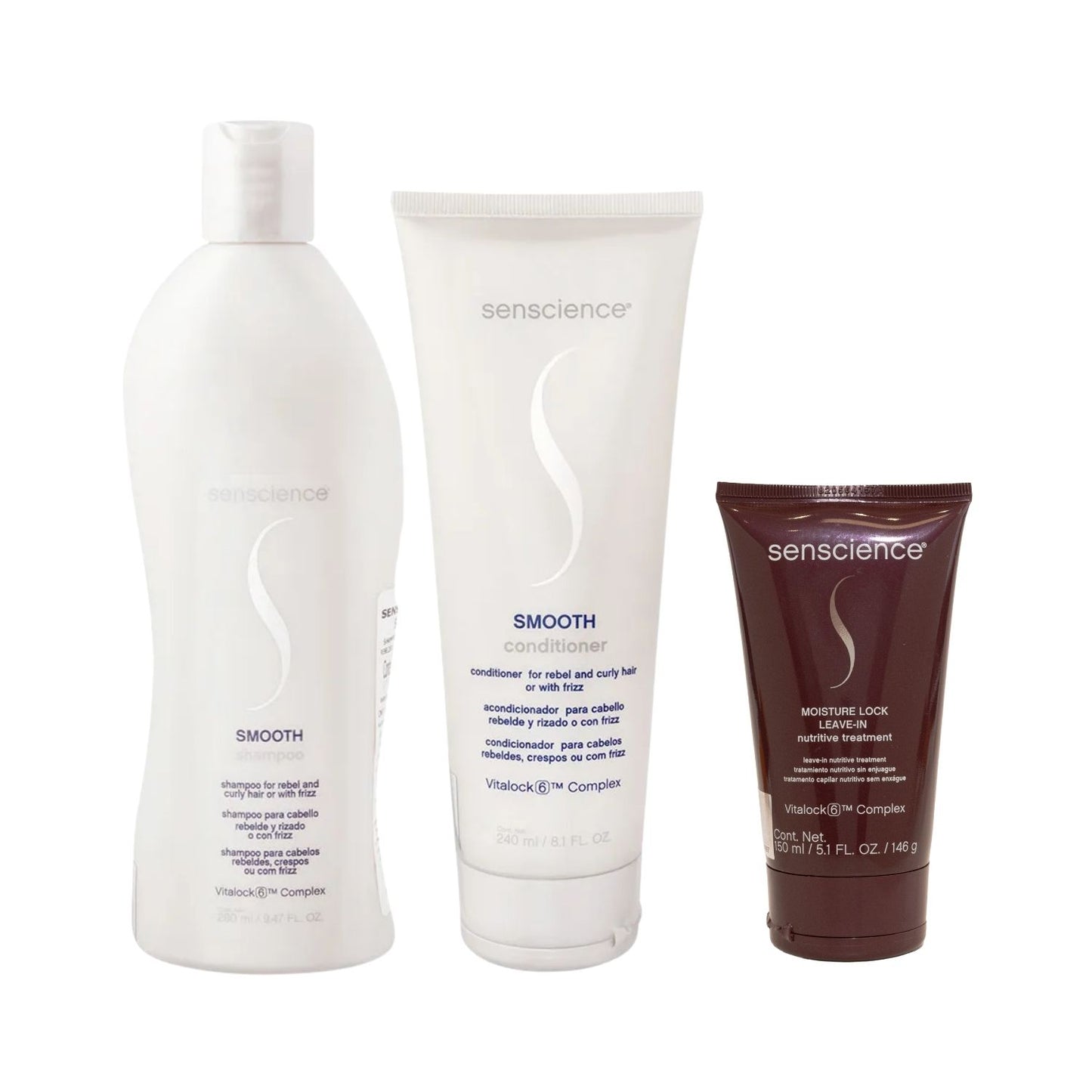Kit Senscience Smooth Shampoo 280 ml + Condicionador 240 ml + Moisture Lock 150 ml