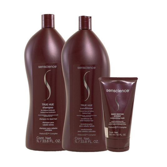 Kit Senscience True Hue Shampoo + Condicionador 1 Litro + Máscara Inner Restore Intensif 150 ml