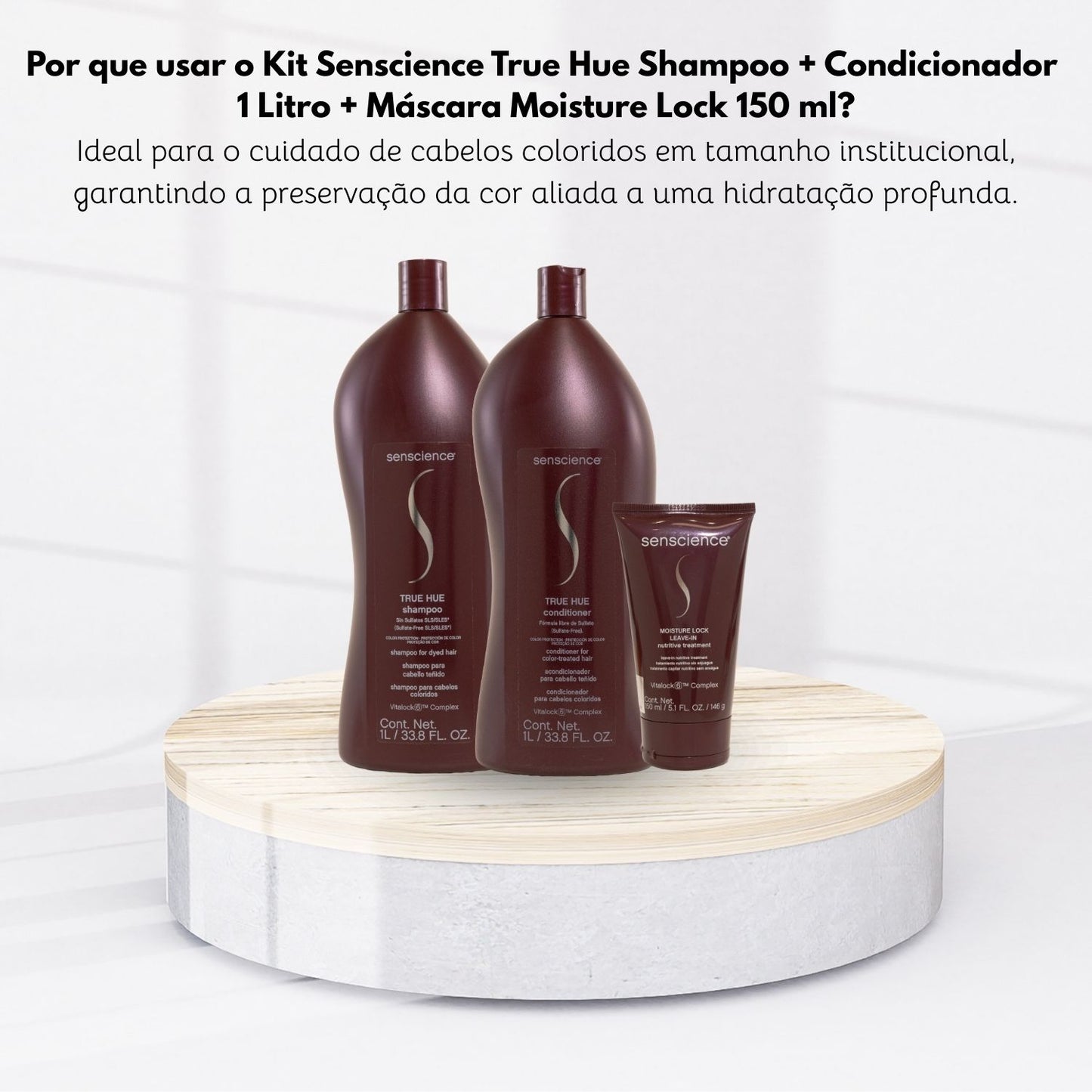Kit Senscience True Hue Shampoo + Condicionador 1 Litro + Máscara Moisture Lock 150 ml