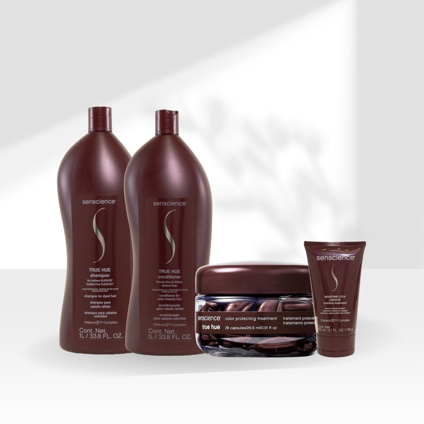 Kit Senscience True Hue Shampoo + Condicionador 1 Litro + Máscara Moisture Lock 150 ml + Color Protecting Cápsulas 26,9 ml
