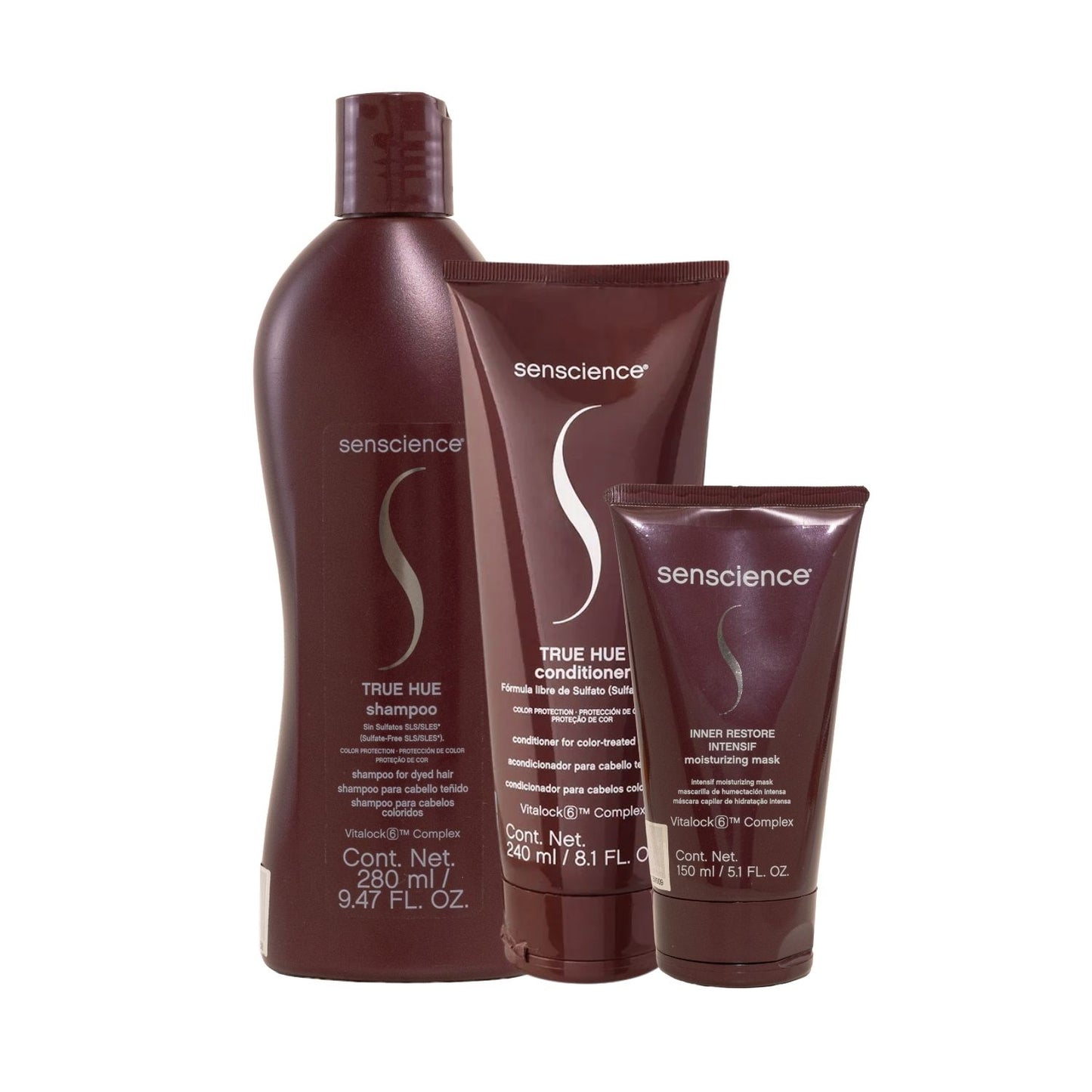 Kit Senscience True Hue Shampoo 280 ml + Condicionador 240 ml + Máscara Inner Restore Intensif Moisturizing 150 ml