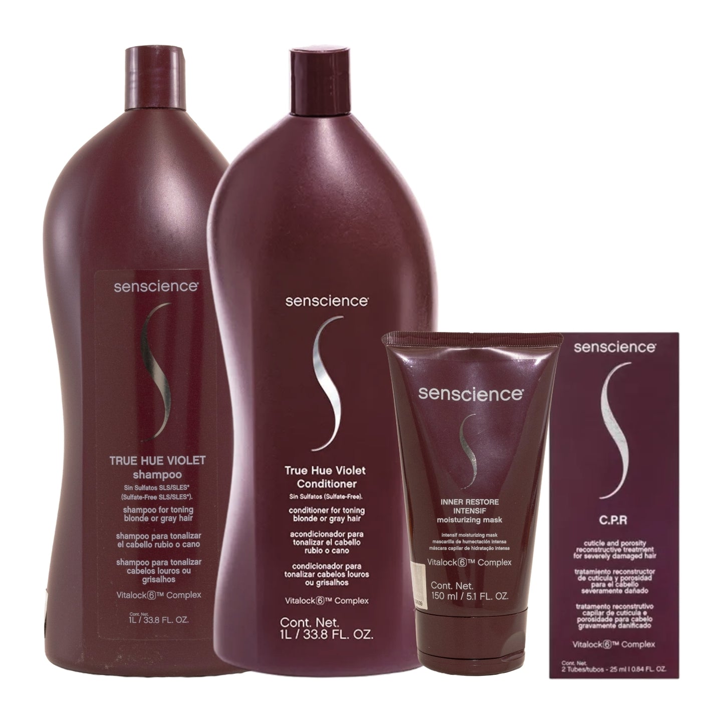 Kit Senscience True Hue Violet Shampoo + Condicionador 1 Litro + Inner Restore Intensif 150 ml + C.P.R 25 ml