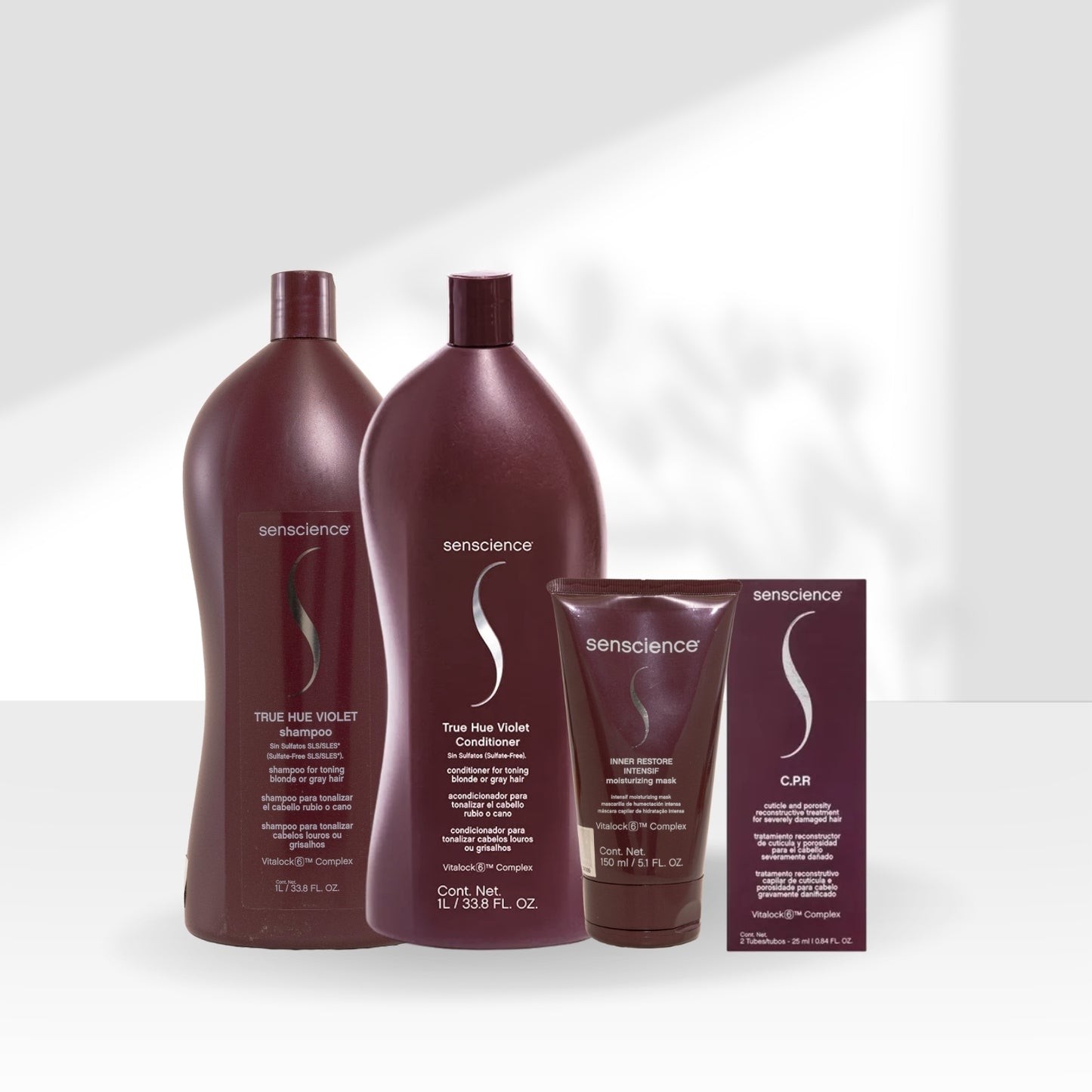 Kit Senscience True Hue Violet Shampoo + Condicionador 1 Litro + Inner Restore Intensif 150 ml + C.P.R 25 ml