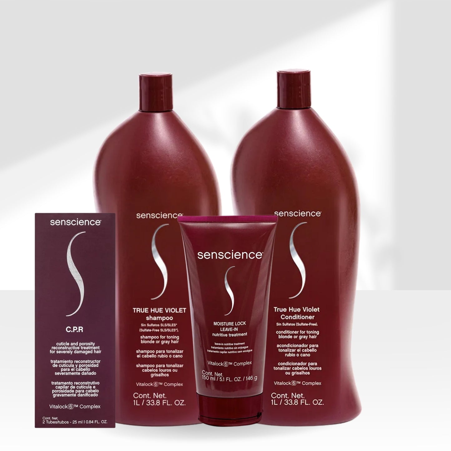 Kit Senscience True Hue Violet Shampoo + Condicionador 1 Litro + Moisture Lock + C.P.R 25 ml
