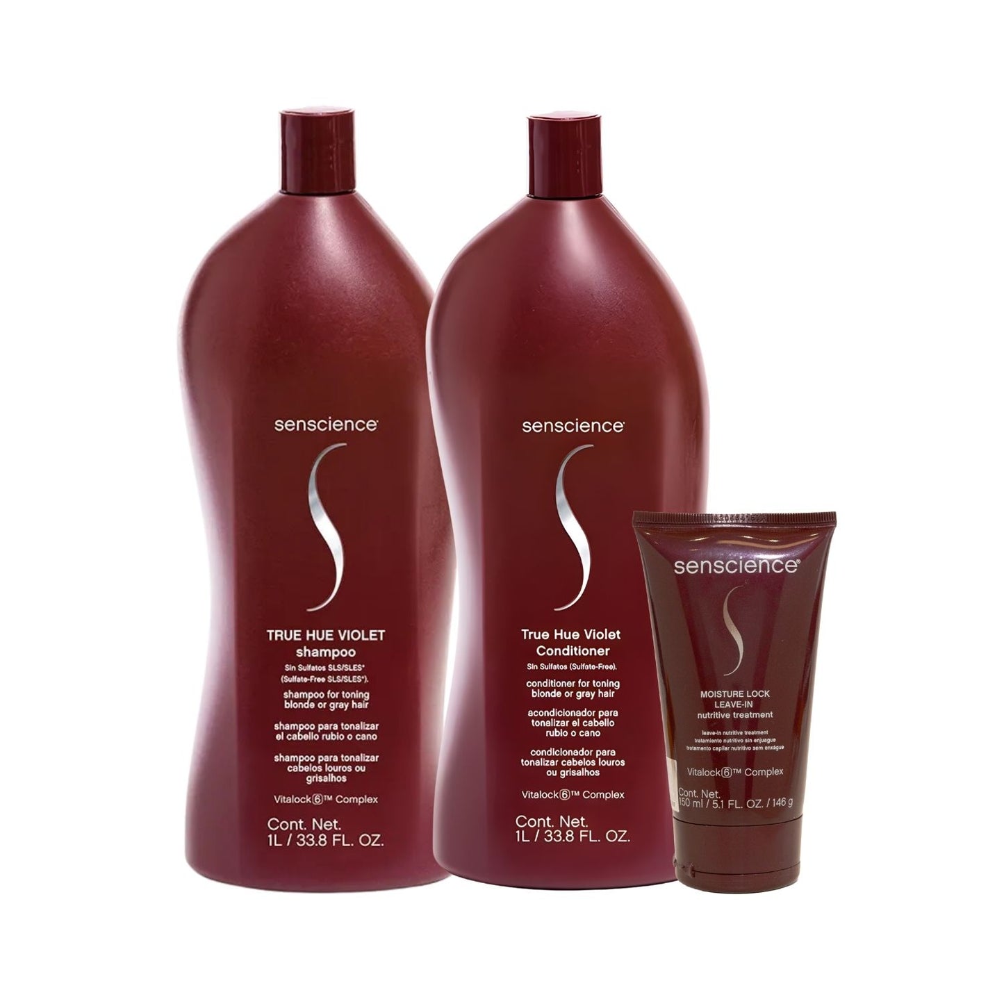 Kit Senscience True Hue Violet Shampoo + Condicionador 1 Litro + Moisture Lock 150 ml