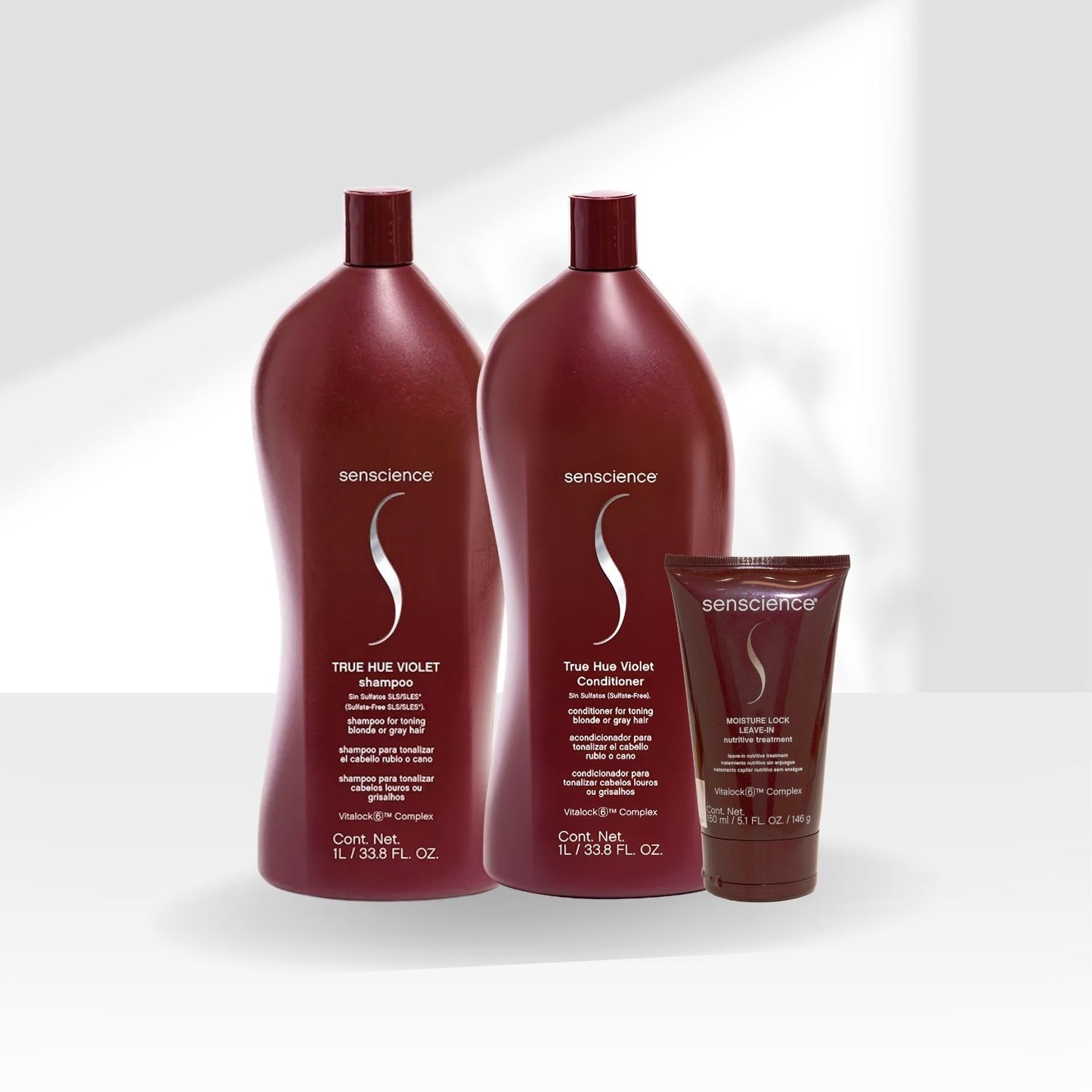 Kit Senscience True Hue Violet Shampoo + Condicionador 1 Litro + Moisture Lock 150 ml