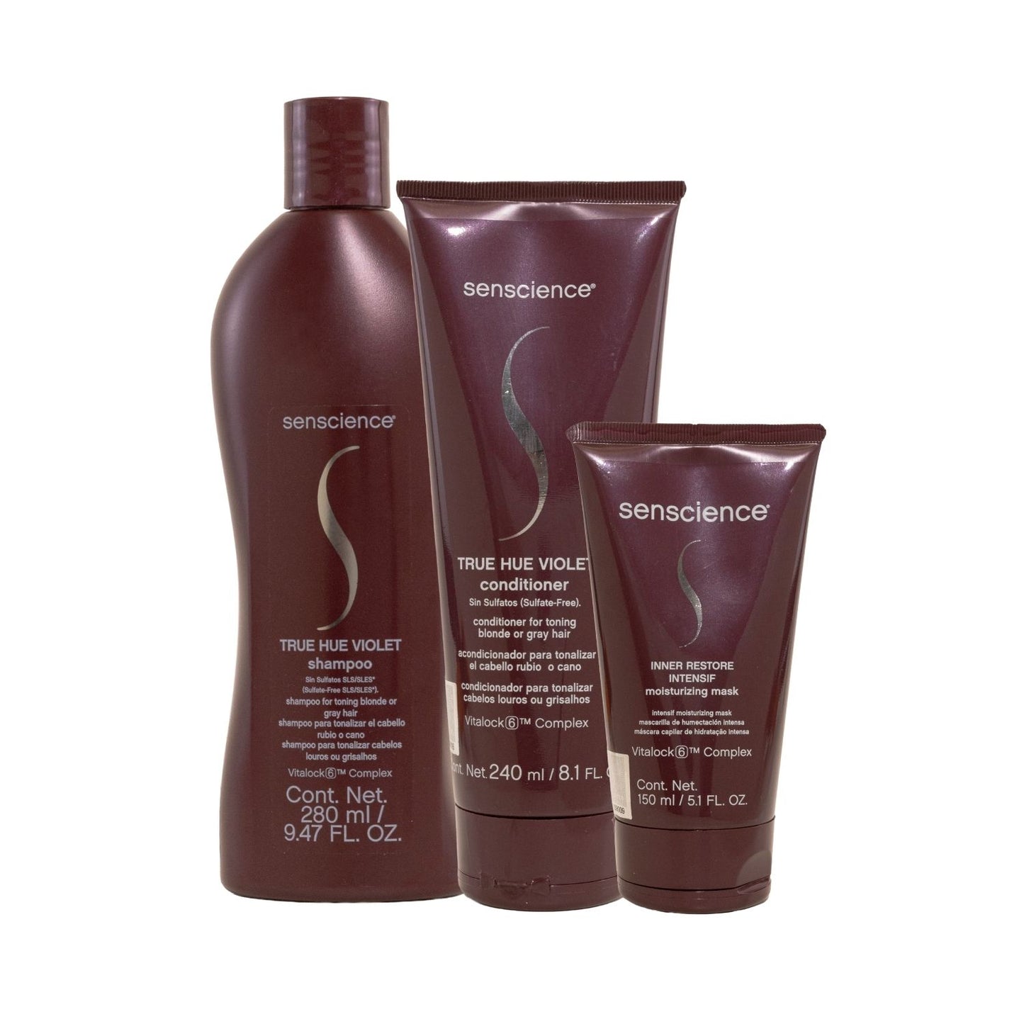 Kit Senscience True Hue Violet Shampoo 280 ml + Condicionador 240 ml + Inner Restore Intensif 150 ml