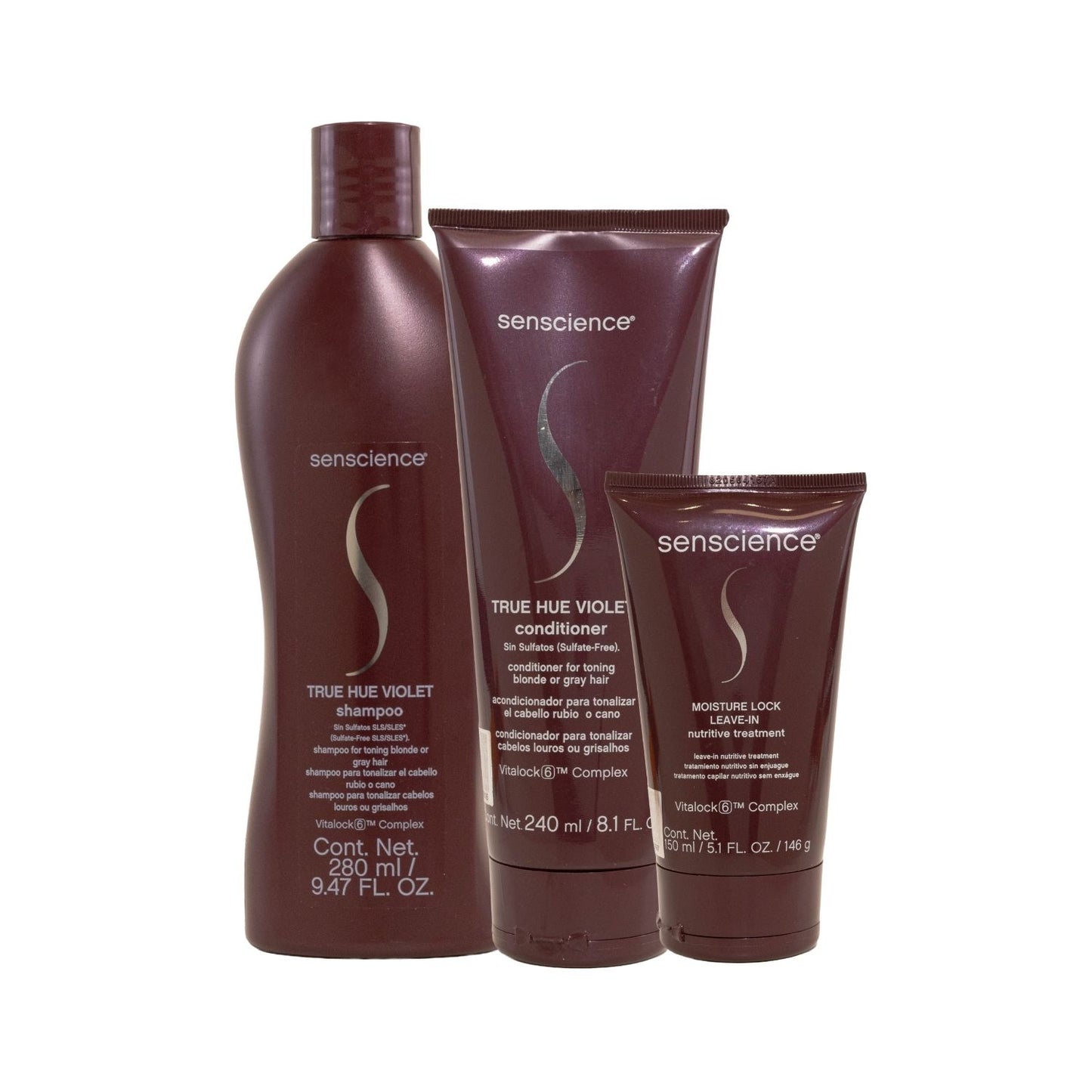 Kit Senscience True Hue Violet Shampoo 280 ml + Condicionador 240 ml + Moisture Lock 150 ml