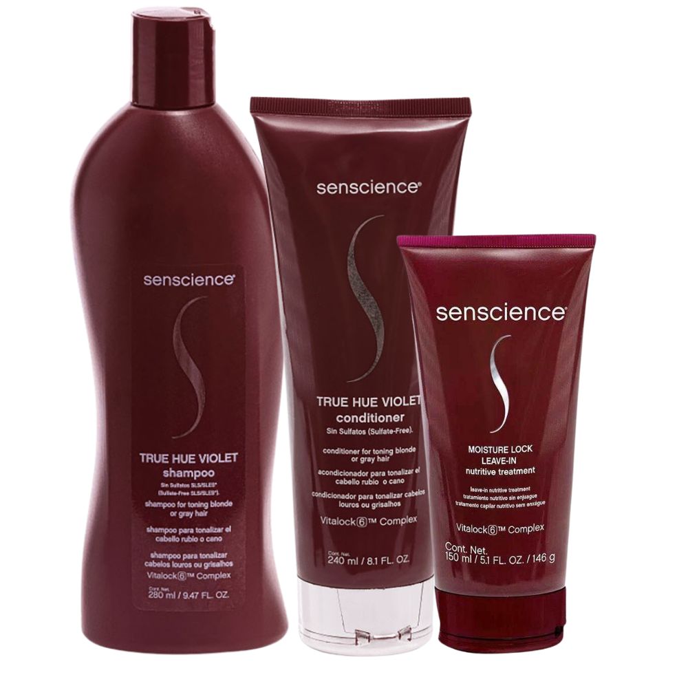 Kit Senscience True Hue Violet Shampoo 280 ml + Condicionador 240 ml + Moisture Lock 150 ml