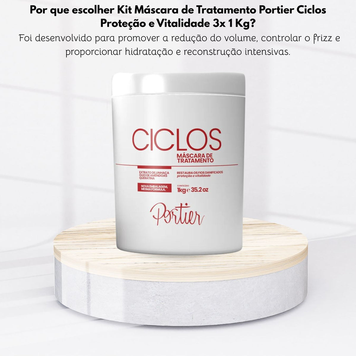 Kit Máscara de Tratamento Portier Ciclos Proteção 3 x 1 Kg