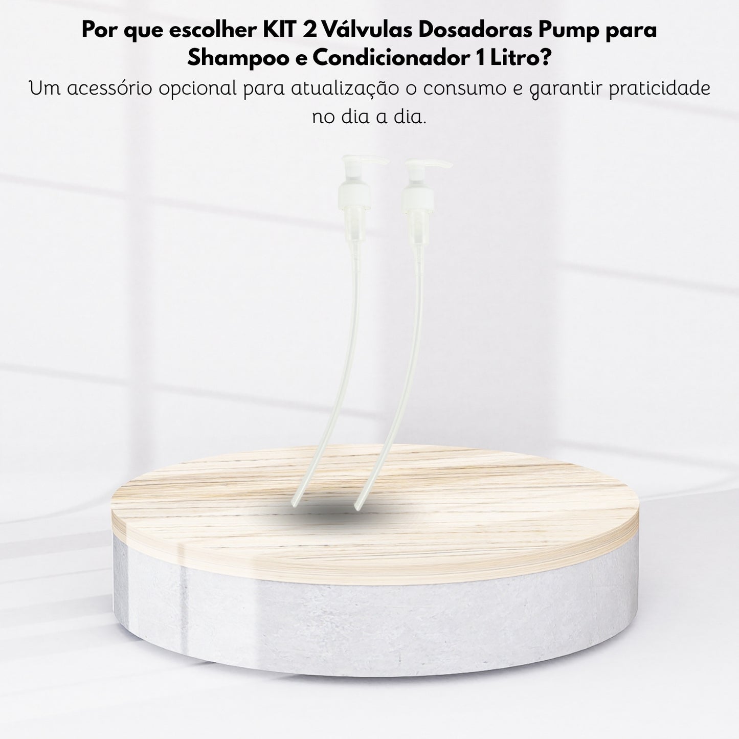 KIT 2 Válvulas Dosadoras Pump para Shampoo e Condicionador 1 Litro