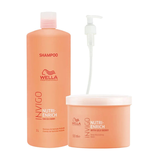 Kit Wella Invigo Nutri-Enrich Shampoo 1 Litro + Máscara 500 g + Válvula