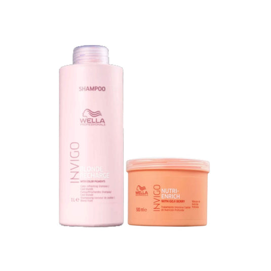 Kit Wella Nutri-Enrich Máscara 500 ml + Shampoo Blonde Recharge 1 Litro